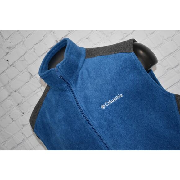 Columbia Fleece Jacket Vest Mens Size XL Camping Hiking Blue Polyester Full Zip - Picture 2 of 7